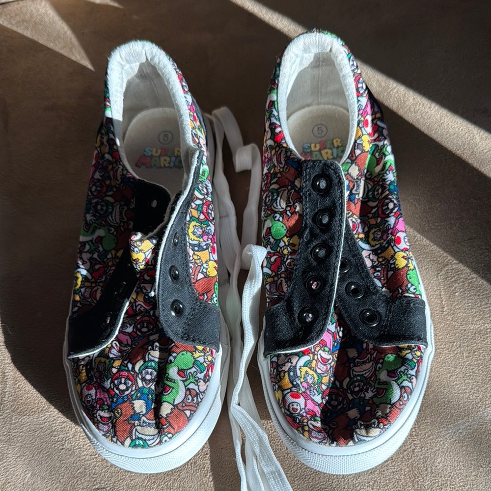 Mario Brothers Black and White Sneakers Artistic Design